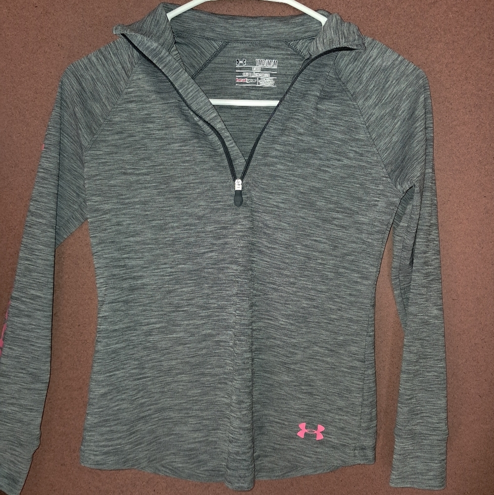 Under Armour Gray Zip-Up Jacket with Pink Logo